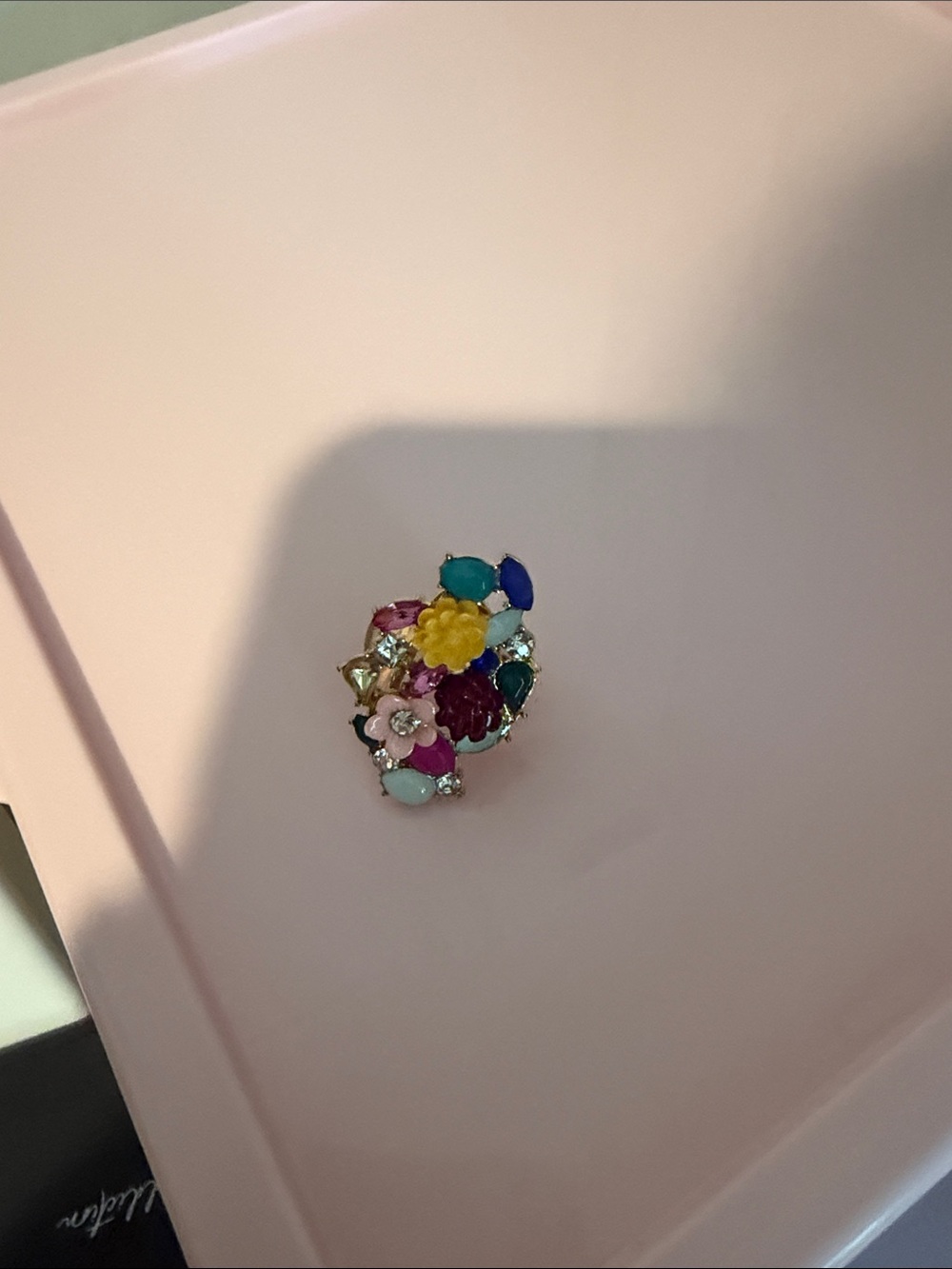 Multicolor Floral Cluster Statement Ring - Women Accessories